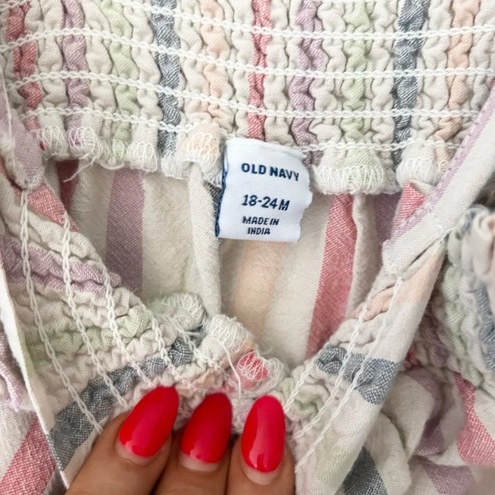 Old Navy 18-24 Months Multicolor Striped Kids Smocked Romper